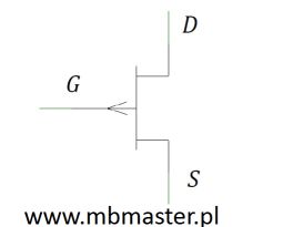 Tranzystor polowy JFET kanał p - symbol 1