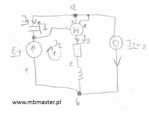 Obwody elektryczne - wyznaczanie prądów i napięć w obwodzie prądu zmiennego z zastosowaniem metody prądów oczkowych - zadanie 5.